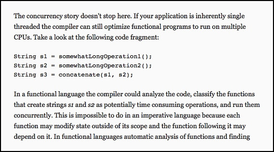 A compiler can optimize functional programs to run on multiple cores.